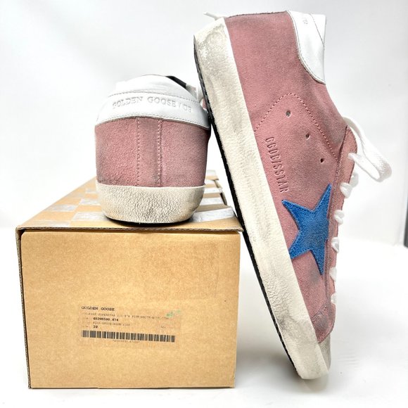 Golden Goose Superstar Sneakers Pink Suede Blue Star Size 39 US 9 - Picture 8 of 10